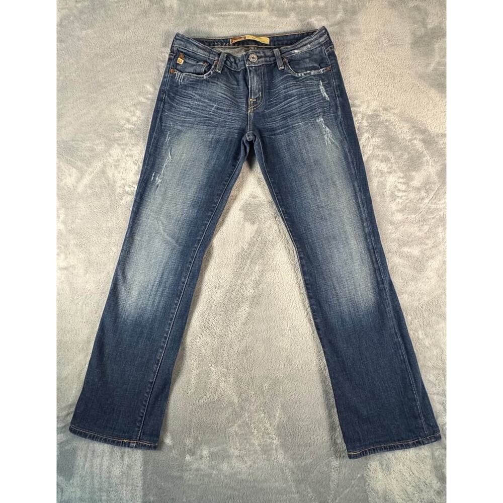 Big Star Nina Jeans Women’s 28R Mid Rise Straight Distressed Medium Wash Denim